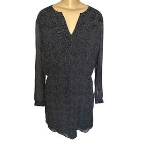 Rebecca Taylor Black & White Silk long sleeve polka dot Dress size 4